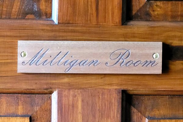 Name plate for The Milligan Room