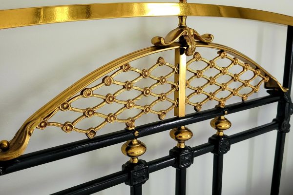 Brass and iron art deco bed head